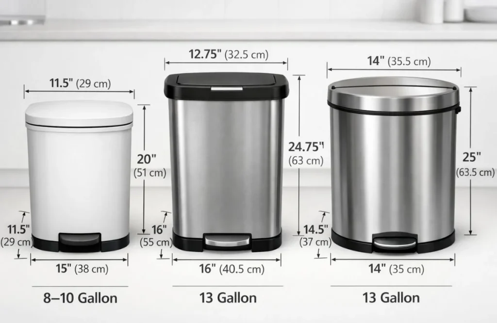 standard-kitchen-trash-can-dimensions