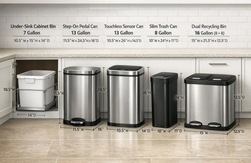 types-of-kitchen-trash-cans-and-their-size